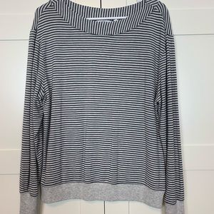 Athleta light and dark gray stripe sweatshirt.